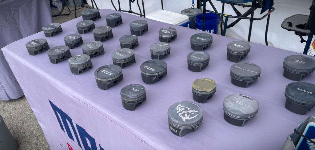 piston heads arranged on a display table